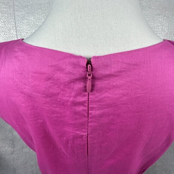 Banana Republic Top Women 14 Sleeveless Pink Pom Pom Lace Trim Cotton Blouse - Picture 7 of 14